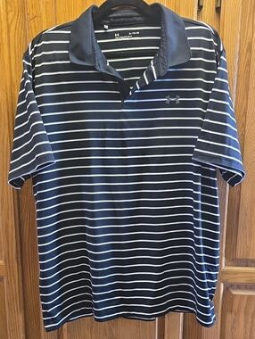 UNDER ARMOUR HEAT GEAR LOOSE FIT SHORT SLEEVE STRIPED POLO SHIRT MEN'S, XL